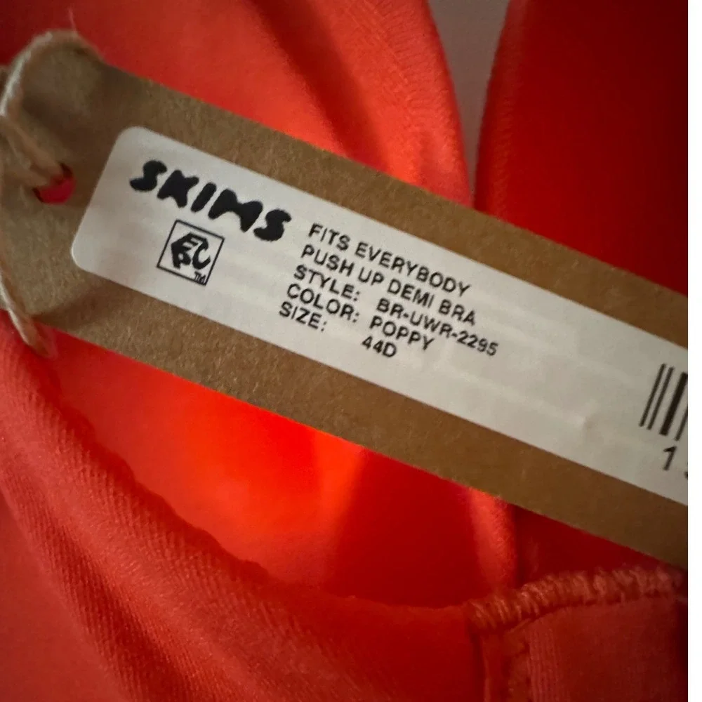 SKIMS Fits Everybody Push Up Demi‎ Bra BR-UWR-2295 Poppy Orange Size 44D New - Picture 3 of 6